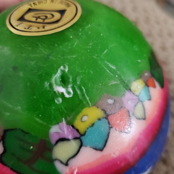 VTG 1990s PTI Ball Candle Angel And Moon Design Blue & Green 3.5" Inch Diameter - Picture 11 of 11